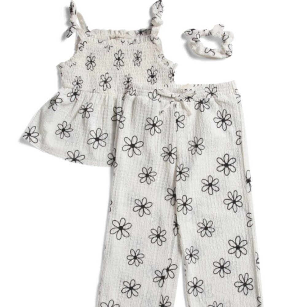 NWT DEREK HEART Girls 2pc Floral Crepe Beach Set with Scrunchie